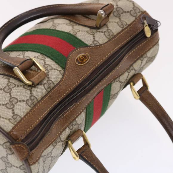 GUCCI GG Canvas Web Sherry Line Hand Bag Beige Red Green 24 012 3841 Auth 49785 - Picture 6 of 16
